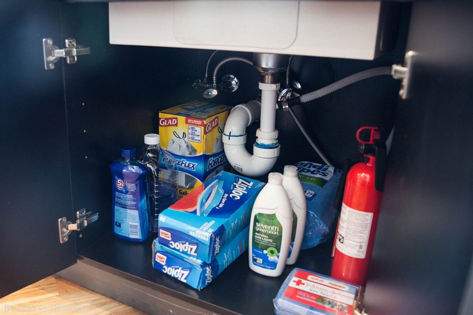 ... and stocks things like cleaning supplies (and coffee), so its residents don't have to worry about a roommate buying rotation.