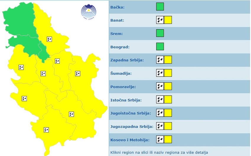 Meteoalarm za petak