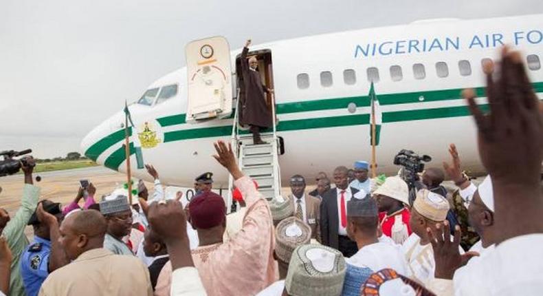 President Muhammadu Buhari leaves Abuja for New York on September 24, 2015.