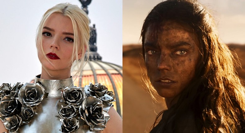 Anya Taylor-Joy at the Furiosa photocall in Mexico City, and as Furiosa in Furiosa: A Mad Max Saga.Jaime Nogales/Medios y Media/Getty Images/Warner Bros. Pictures