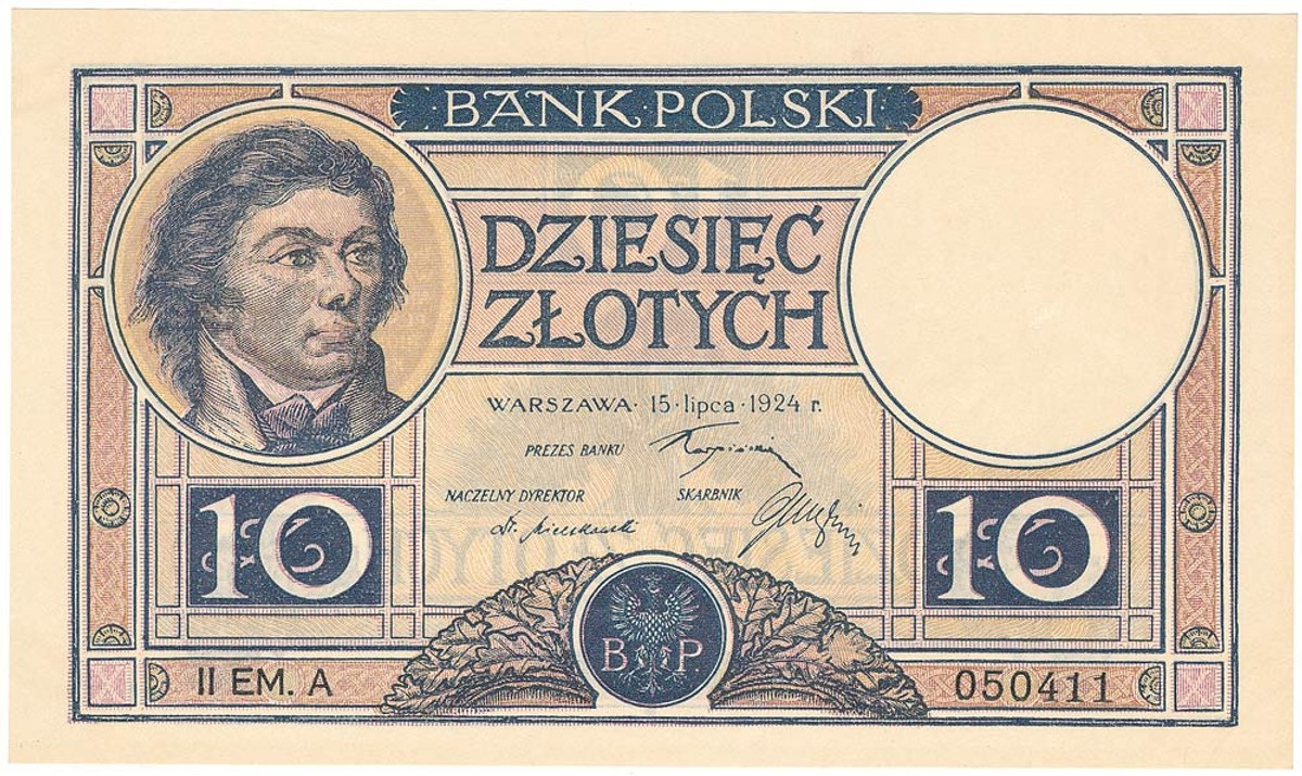 Banknot o nominale 10 zł.
