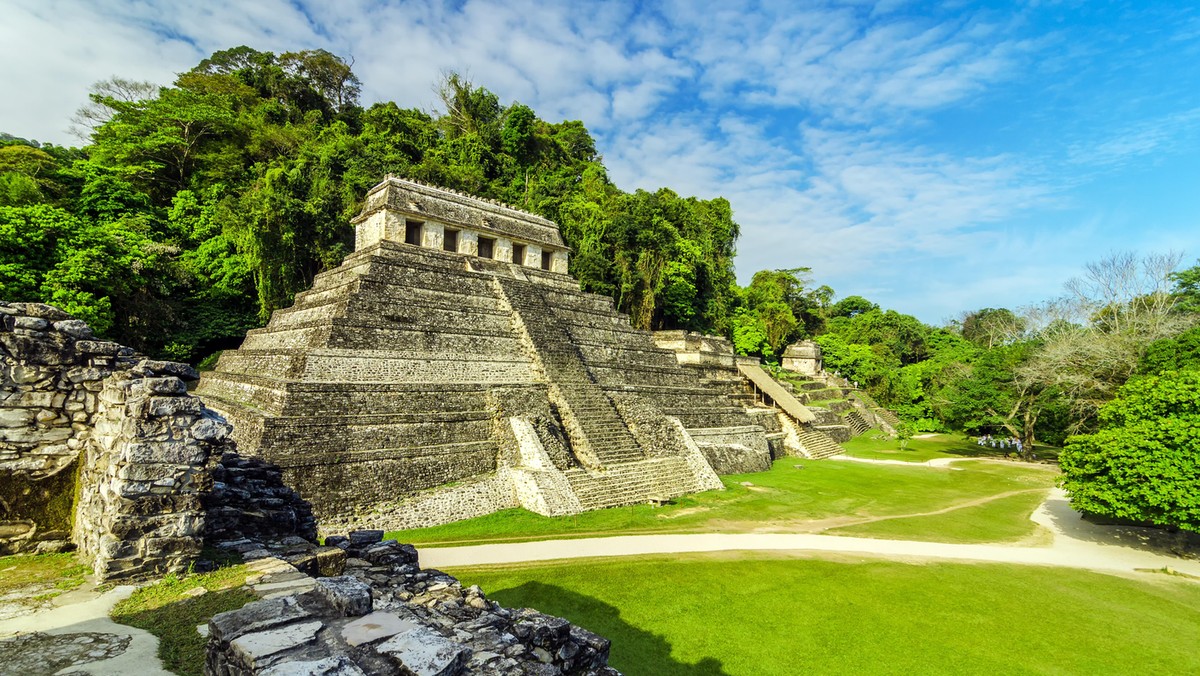 Mayan Ruins Of Palenque Against Sky