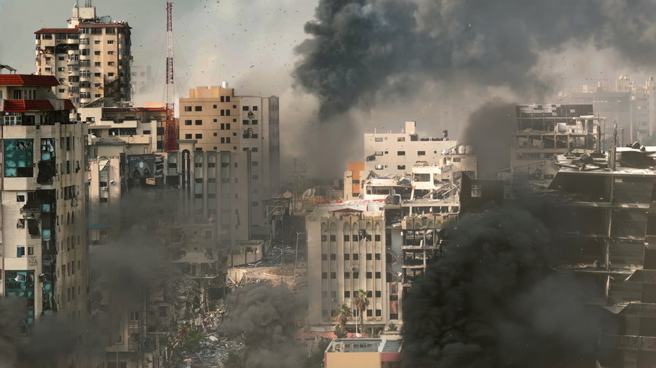Zniszczenia w Strefie Gazy na zdjęciu z marca 2024 r.