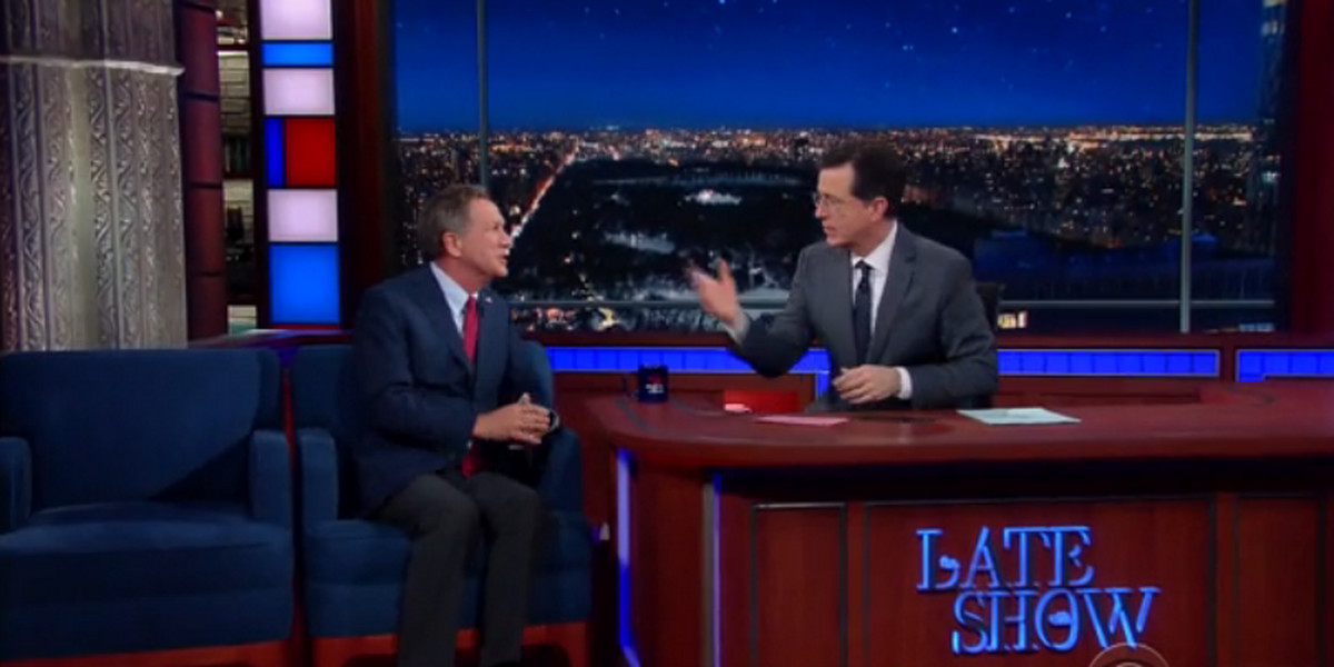 John Kasich on "The Late Show" with Stephen Colbert.