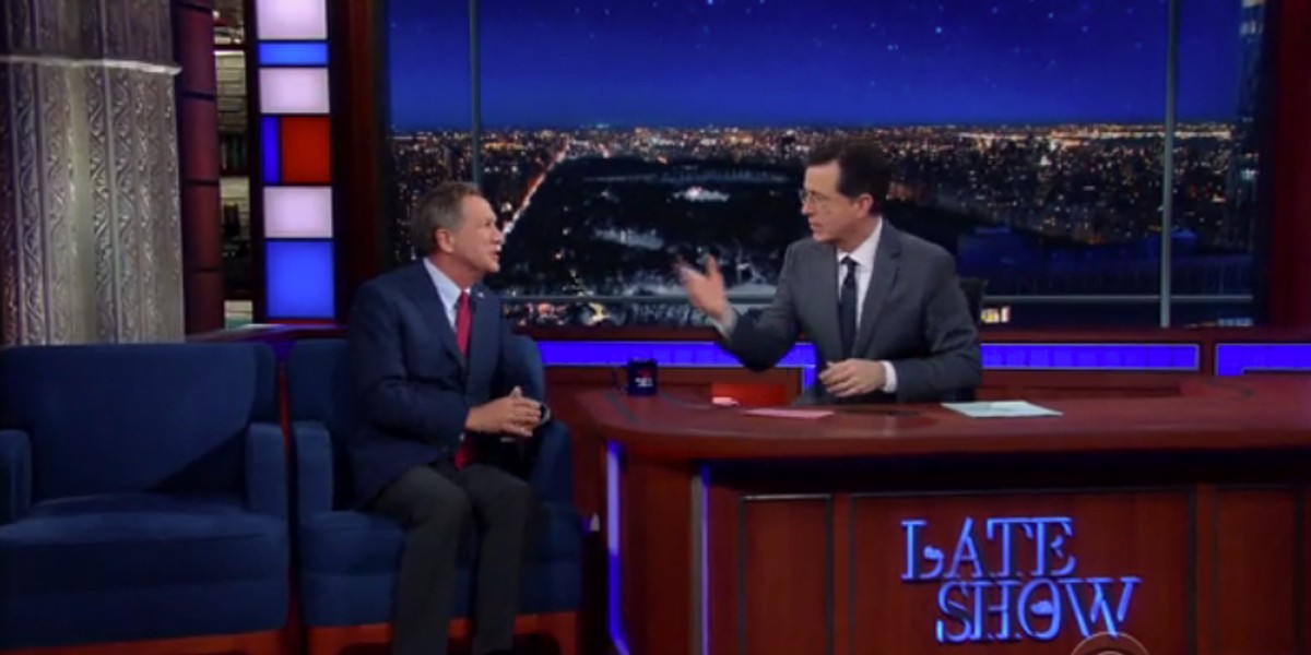 John Kasich on "The Late Show" with Stephen Colbert.