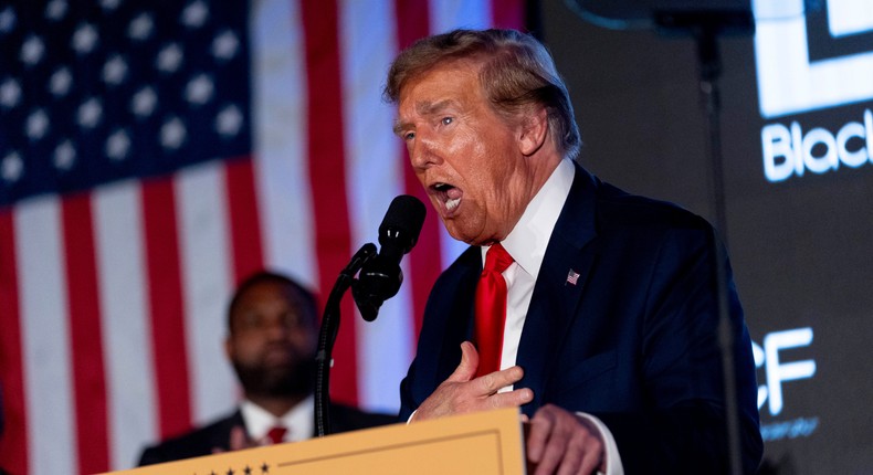 Republican presidential candidate former President Donald Trump speaks at the Black Conservative Federation's Annual BCF Honors Gala at the Columbia Metropolitan Convention Center in Columbia, S.C., Friday, Feb. 23, 2024.Andrew Harnik/Getty Images