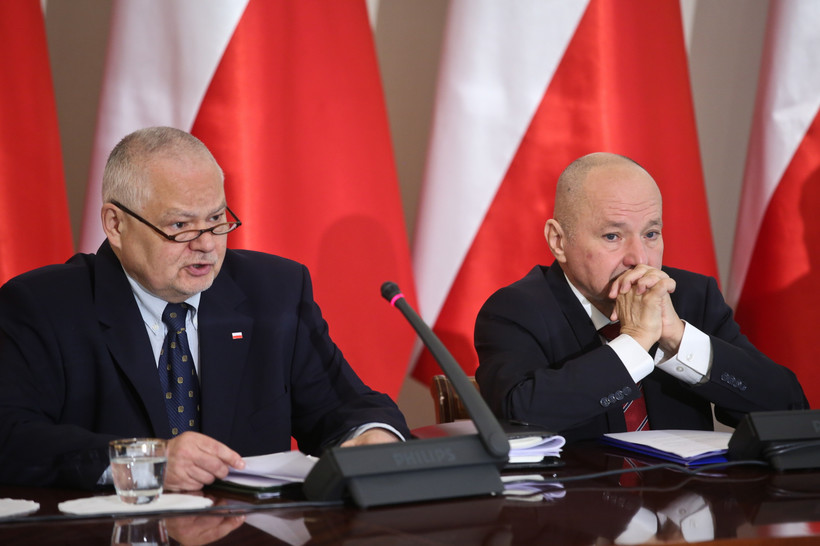 Sekretarz stanu w Kancelarii Prezydenta RP Maciej Łopiński oraz prezes Narodowego Banku Polskiego Adam Glapiński
