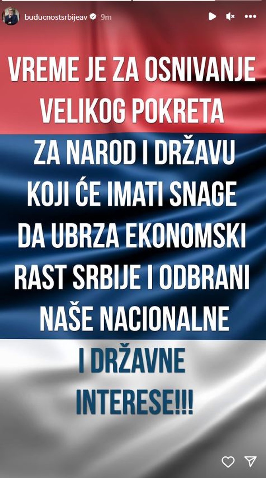 Vučićeva objava na instagramu