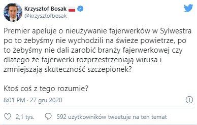 Wypowiedź K. Bosaka z twittera