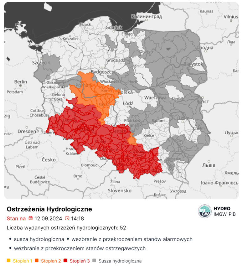 IMGW wydał najwyższy stopień ostrzeżeń hydrologicznych