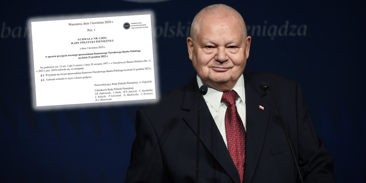 Prezes NBP Adam Glapiński i uchwała w sprawie sprawozdania finansowego za 2023 r.