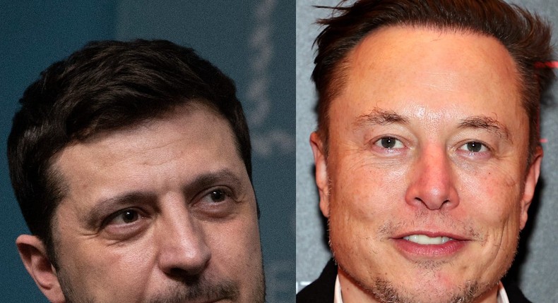 Ukrainian President Volodymyr Zelensky and Tesla CEO Elon Musk.