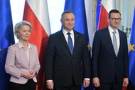 Ursula von der Leyen, Andrzej Duda i Mateusz Morawiecki.