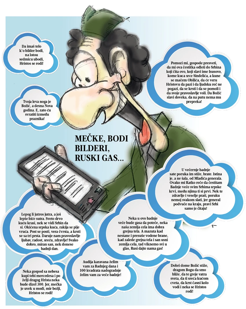 Mečke, bodi-bilderi, ruski gas, da krst časni kolo vodi...