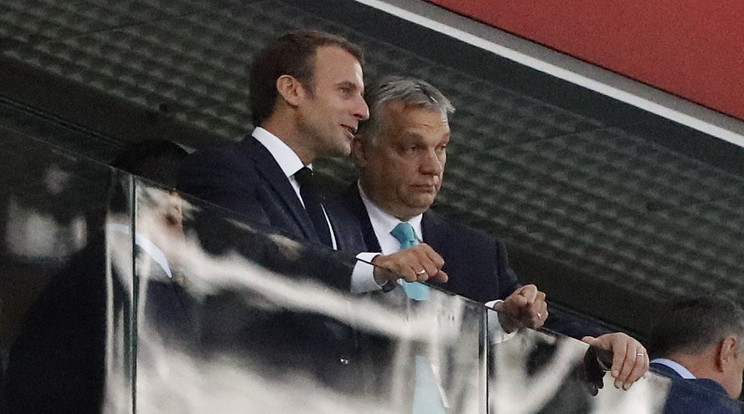 Macron és Orbán a francia–belga meccset nézte meg /Fotó: MTI/ AP/ Frank Augstein