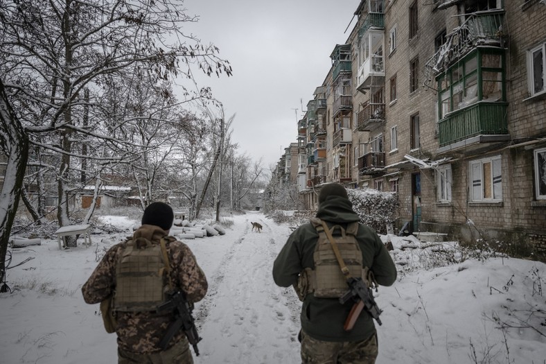 Ukrainian soldiers in Chasiv Yar, December 2023.