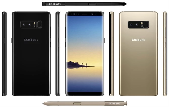 Samsung Galaxy Note 8 z różnych stron obudowy