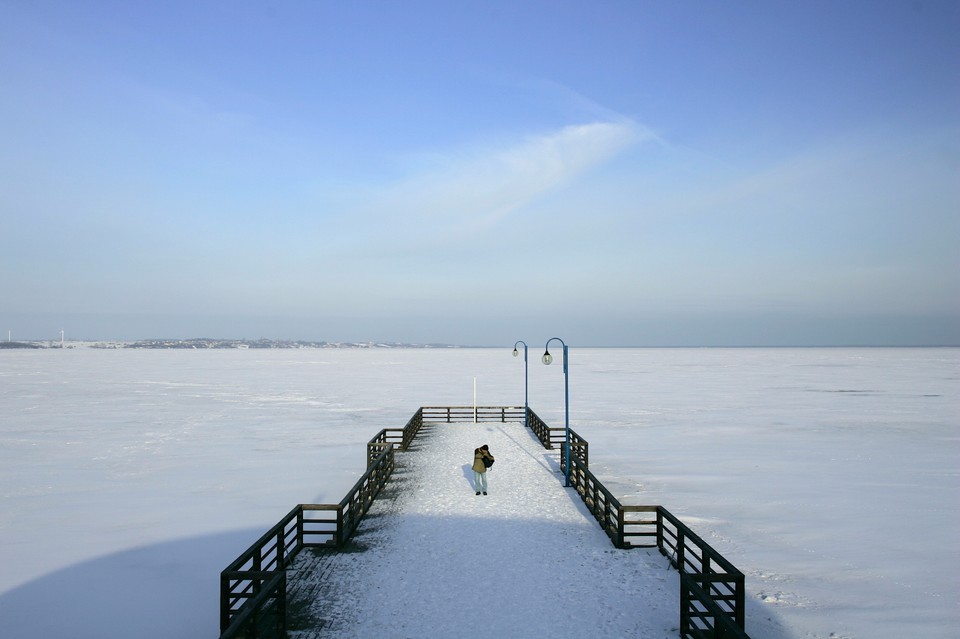 PUCK ZIMA ZAMARZNIĘTA ZATOKA GDAŃSKA