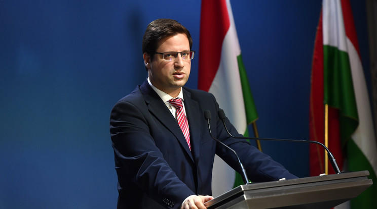 Gulyás Gergely a Kormányinfón ismerteti a kormány döntéseit / Fotó: MTI Illyés Tibor