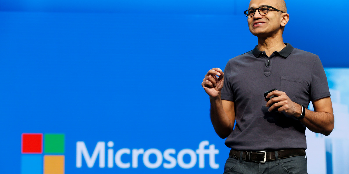 Microsoft CEO Satya Nadella delivers the keynote address during the Microsoft Build 2016 Developer Conference