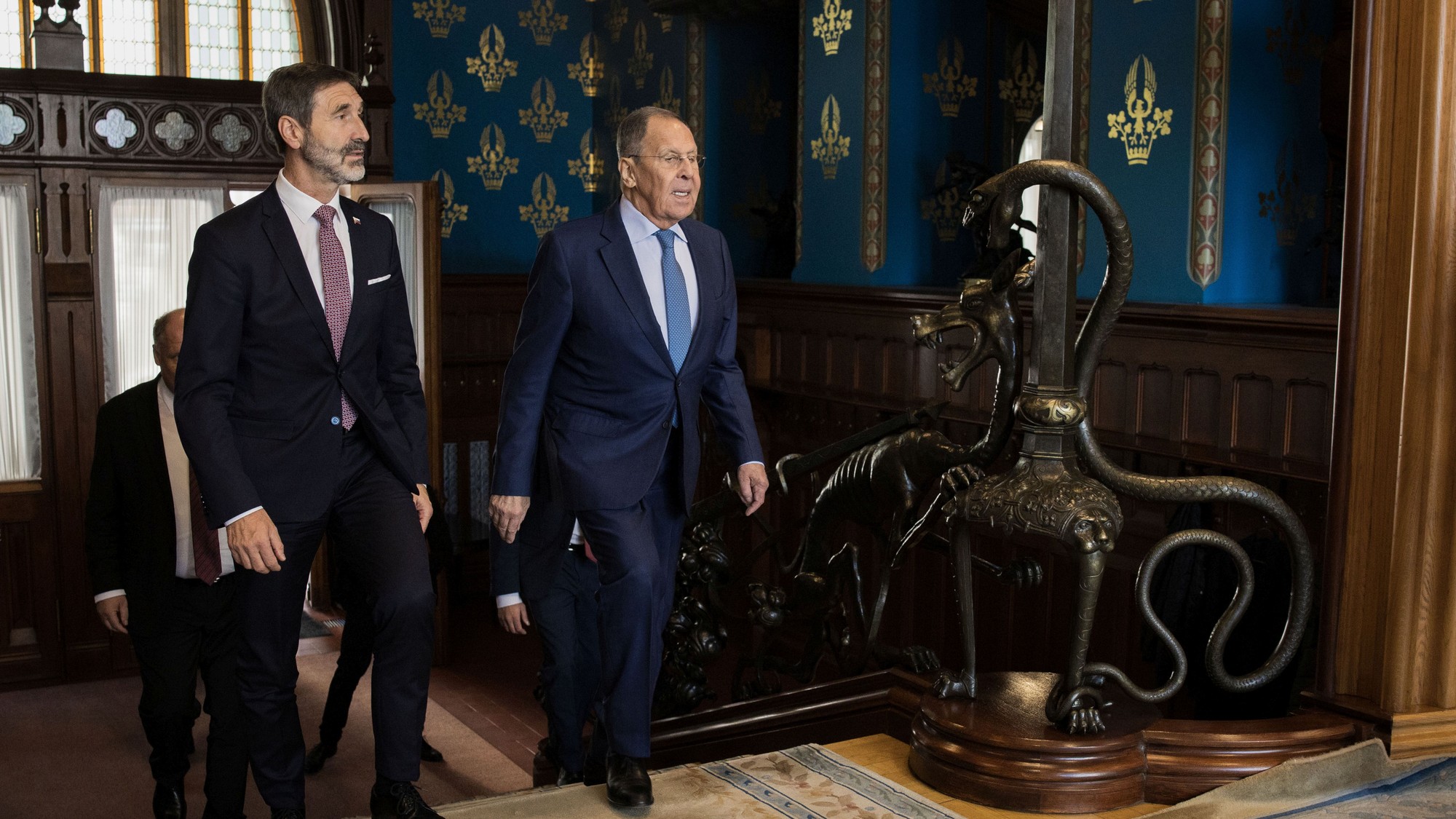 Minister zahraničných vecí a európskych záležitostí SR Juraj Blanár (vľavo) a ruský minister zahraničných vecí Sergej Lavrov.
