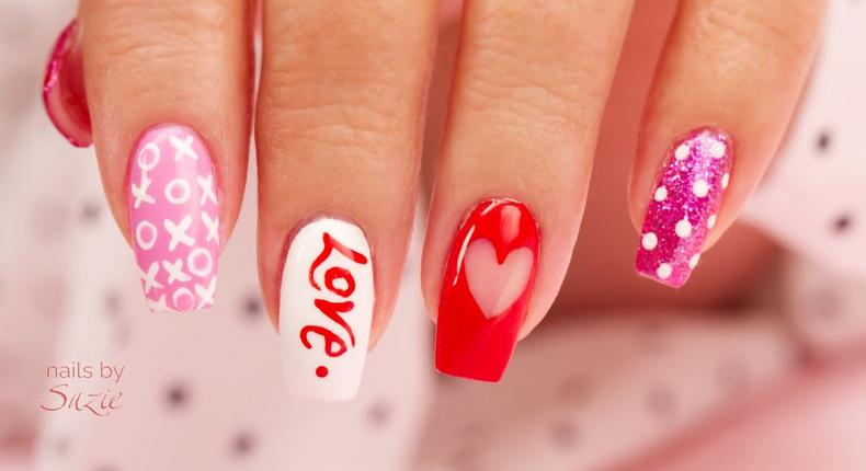  5 cute nail art ideas Valentine's Day [YouTube/ Nalils by Suzie]