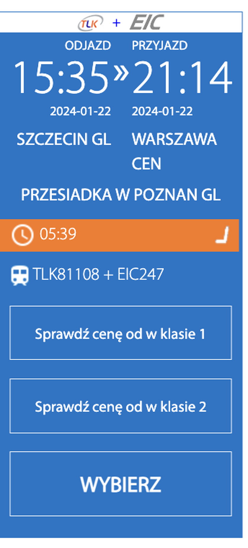 Ile jedzie pociąg ze Szczecina do Warszawy?