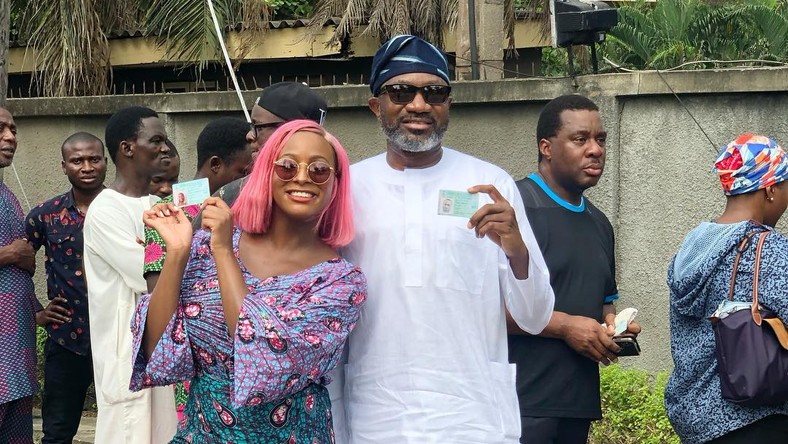 DJ Cuppy and her father Femi Otedola, have encouraged registered voters to go and exercise their franchise to help shape the future of Nigeria. [Instagram/cuppymusic]