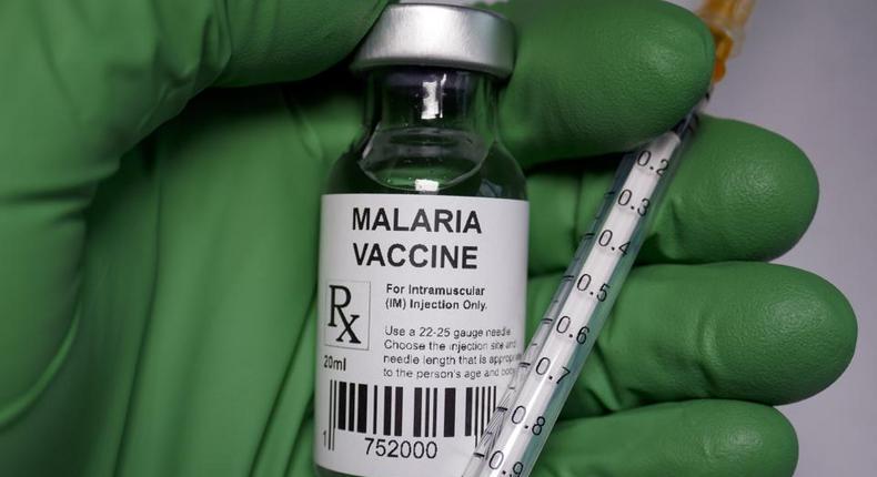 Vial of a malaria vaccine