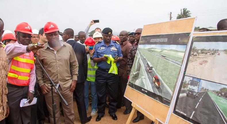 President John Mahama cuts sod for the Eastern corridor road