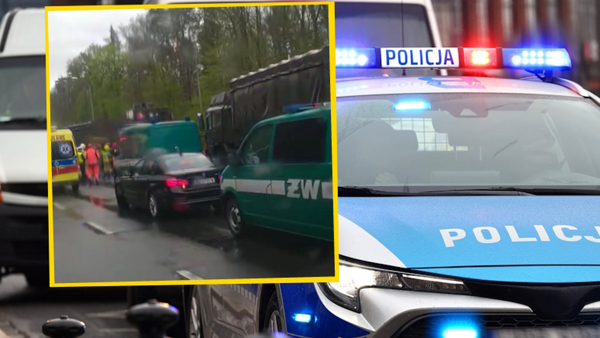Karambol w Szczecinie. Wypadek brytyjskich pojazdów wojskowych