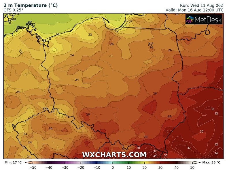 Początek tygodnia najgorętszy będzie na południowym wschodzie