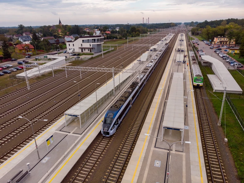 Widok z lotu ptaka na stację PKP Małkinia Górna