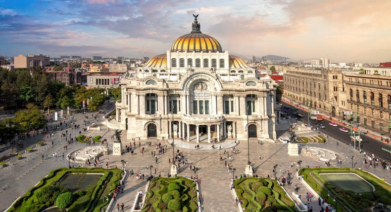 The Palacio de Bellas Artes in Alameda Central Park is a popular stop for tourists in Mexico City.Shutterstock/eskystudio