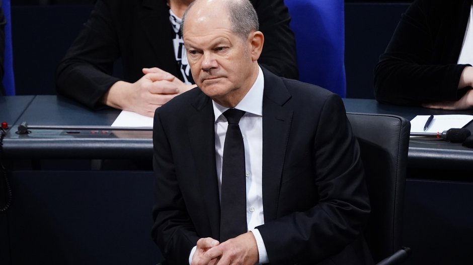 Kanclerz Niemiec Olaf Scholz w Bundestagu. 27 stycznia 2023 r.