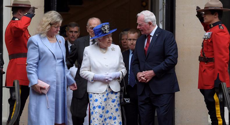 The Queen with Canada's Governor General David Johnson at Canada House in London.