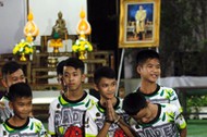 Press conference of 13 members of child soccer team after rescued from Tham Luang cave