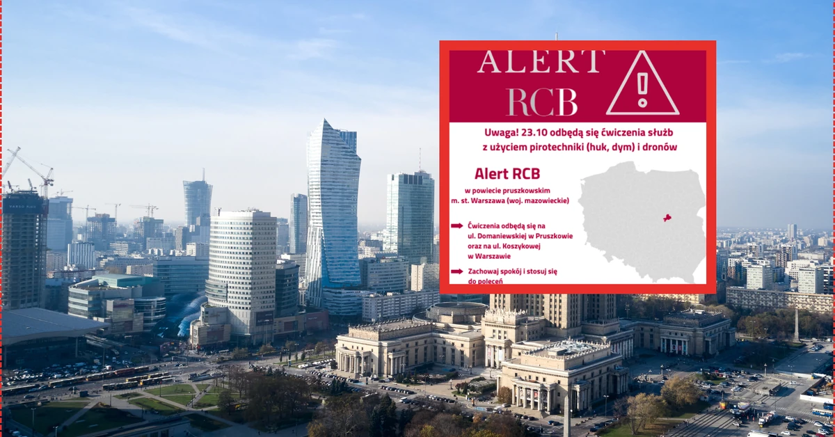 Huk, dym i drony. Wydano alert RCB dla mieszkańców Warszawy