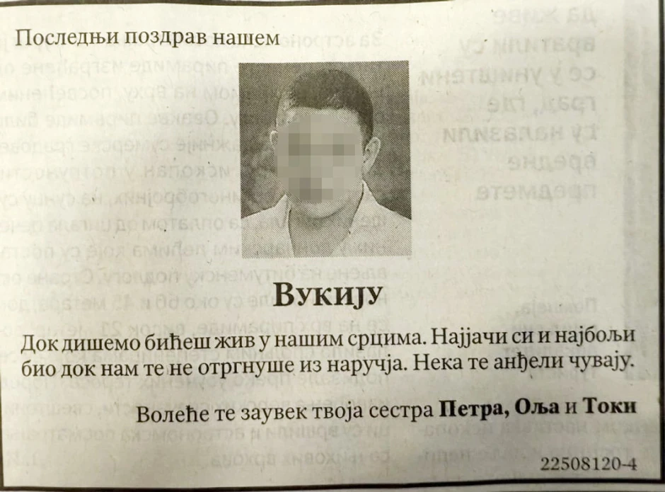 Sestre se opraštaju od Vukašina Stankovića