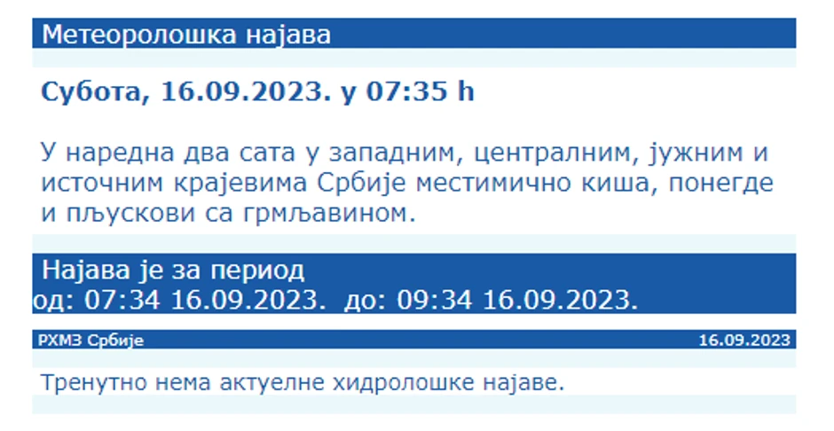 meteorološka najava