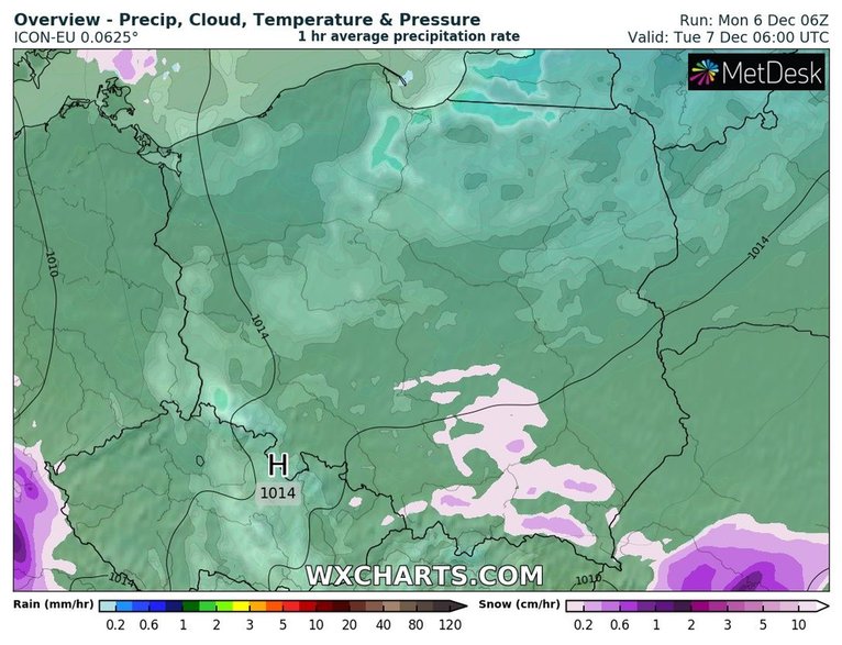 We wtorek poprószy głównie na południowym wschodzie