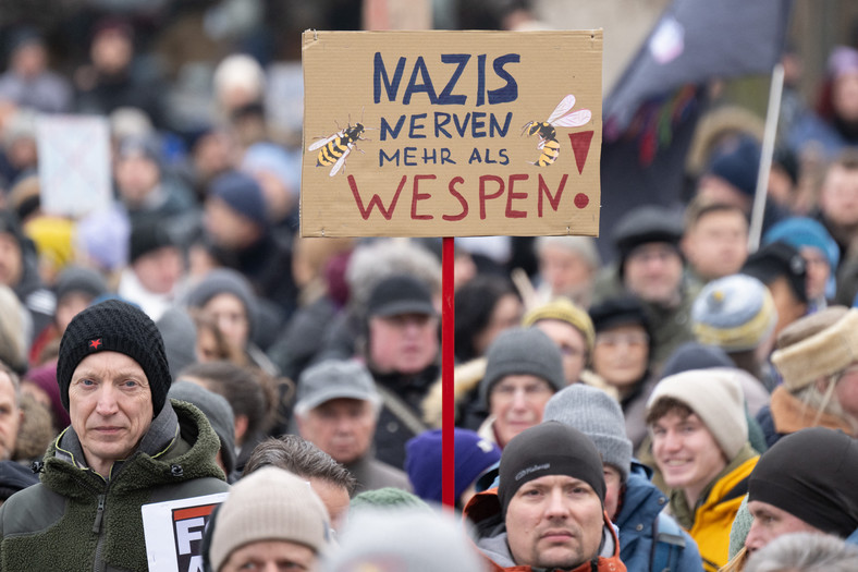 "Naziści są bardziej irytujący niż osy". Protest w Gorlitz, 21 stycznia 2024 r.