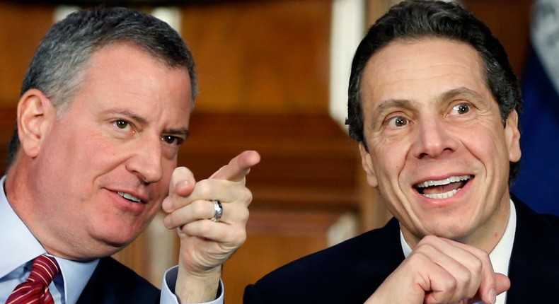 NYC Mayor Bill de Blasio and New York Gov. Andrew Cuomo.