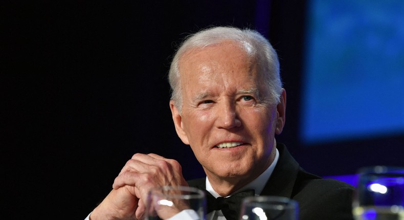 US President Joe Biden attends the White House Correspondents Association gala at the Washington Hilton Hotel in Washington, DC, on April 30, 2022.