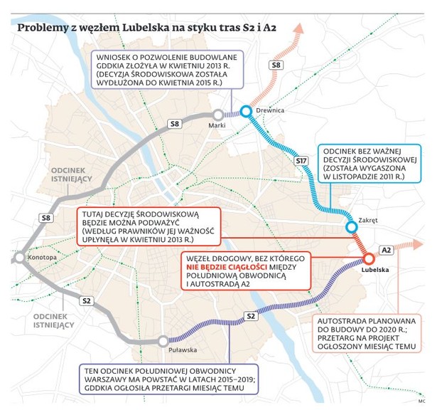 Problemy z węzłem Lubelska na styku tras S2 i A2