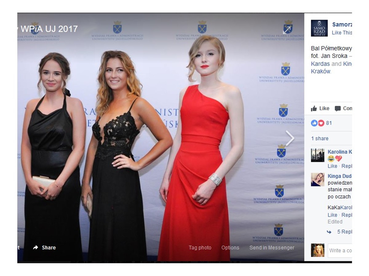Tak córka prezydenta wyglądała na studenckim balu półmetkowym.