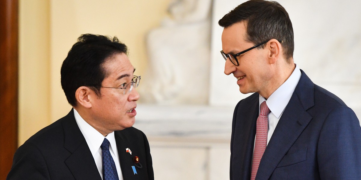 Premier Japonii Fumio Kishida oraz premier RP Mateusz Morawiecki