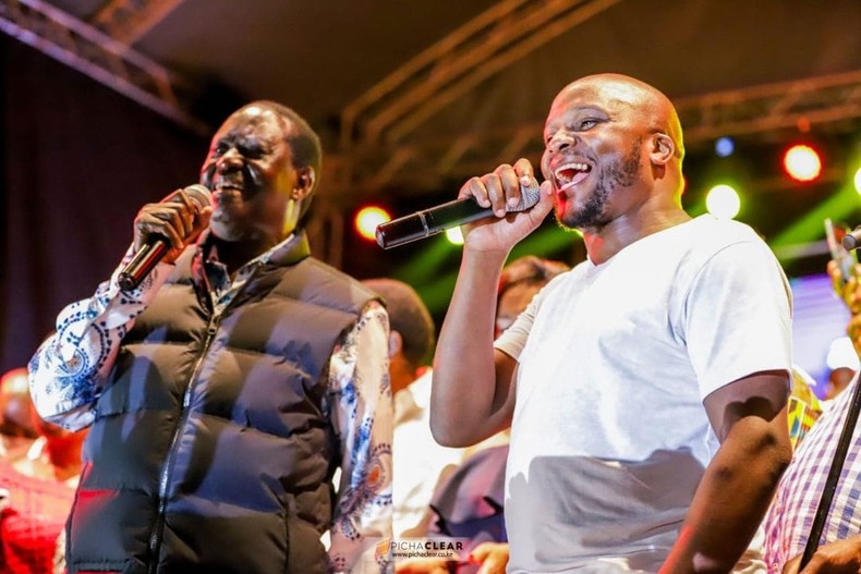 Former PM Raila Odinga and Jalang'o at Luo Festival. Jalang'o takes Luo Festival to America