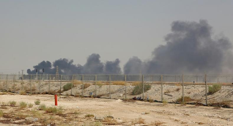 Smoke billows from an Aramco oil facility in Abqaiq, highlighting the vulnerability of such infrastructure to drone strikes