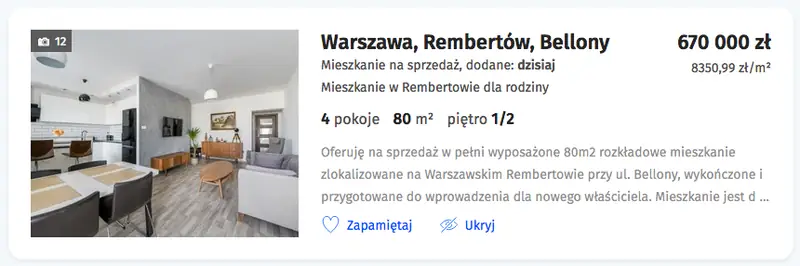 Ogłoszenie z serwisu Morizon